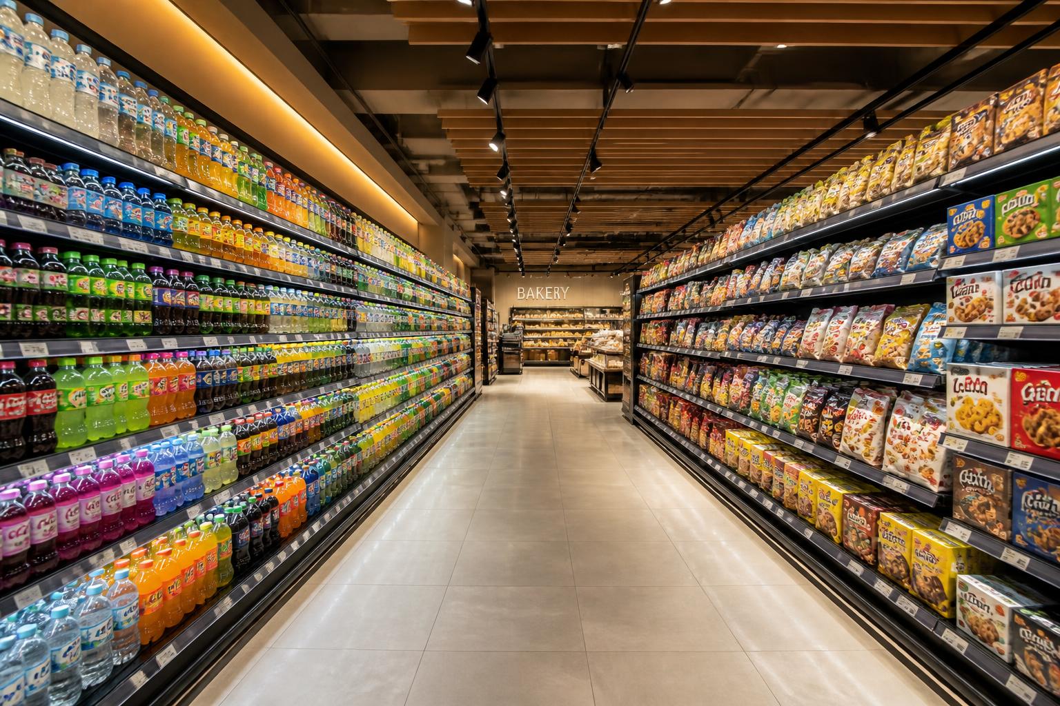 Food and beverage supermarket aisle
